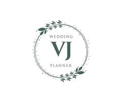 vj initialen brief bruiloft monogram logos verzameling, hand- getrokken modern minimalistisch en bloemen Sjablonen voor uitnodiging kaarten, opslaan de datum, elegant identiteit voor restaurant, boetiek, cafe in vector