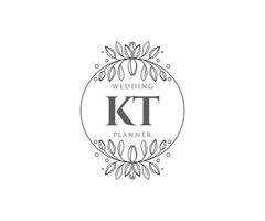 kt initialen brief bruiloft monogram logos verzameling, hand- getrokken modern minimalistisch en bloemen Sjablonen voor uitnodiging kaarten, opslaan de datum, elegant identiteit voor restaurant, boetiek, cafe in vector