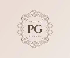 pag initialen brief bruiloft monogram logos verzameling, hand- getrokken modern minimalistisch en bloemen Sjablonen voor uitnodiging kaarten, opslaan de datum, elegant identiteit voor restaurant, boetiek, cafe in vector