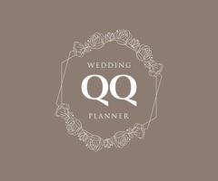 qq initialen brief bruiloft monogram logos verzameling, hand- getrokken modern minimalistisch en bloemen Sjablonen voor uitnodiging kaarten, opslaan de datum, elegant identiteit voor restaurant, boetiek, cafe in vector