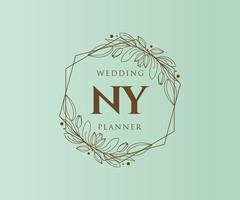 ny initialen brief bruiloft monogram logos verzameling, hand- getrokken modern minimalistisch en bloemen Sjablonen voor uitnodiging kaarten, opslaan de datum, elegant identiteit voor restaurant, boetiek, cafe in vector