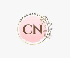 eerste cn vrouwelijk logo. bruikbaar voor natuur, salon, spa, kunstmatig en schoonheid logo's. vlak vector logo ontwerp sjabloon element.