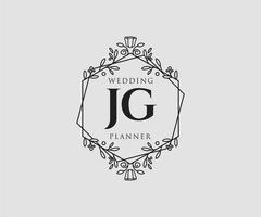 jg initialen brief bruiloft monogram logos verzameling, hand- getrokken modern minimalistisch en bloemen Sjablonen voor uitnodiging kaarten, opslaan de datum, elegant identiteit voor restaurant, boetiek, cafe in vector