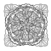 asymmetrie zwart en wit tekening bloemen mandala. boeket lijn kunst vector illustratie geïsoleerd Aan wit achtergrond