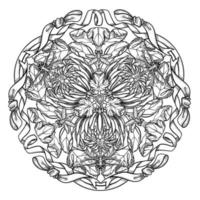 asymmetrie zwart en wit tekening bloemen mandala. boeket lijn kunst vector illustratie geïsoleerd Aan wit