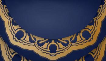 donker blauw banier met abstract goud patroon en ruimte voor uw logo of tekst vector