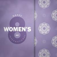 brochure sjabloon Internationale vrouwen dag Purper kleur met abstract wit ornament vector