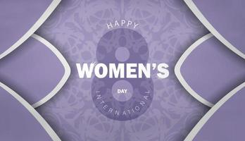 Internationale vrouwen dag Purper kleur folder sjabloon met abstract wit patroon vector