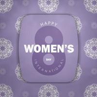 brochure sjabloon Internationale vrouwen dag Purper kleur met luxe wit ornamenten vector