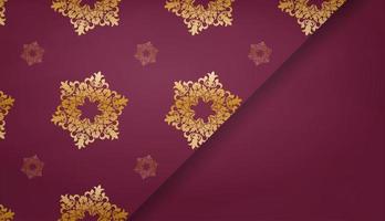 baner van bordeaux kleur met mandala goud ornament voor ontwerp onder uw logo of tekst vector