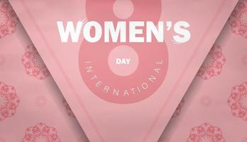 brochure 8 maart Internationale vrouwen dag roze kleur met abstract ornament vector