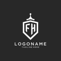 fh monogram logo eerste met schild bewaker vorm ontwerp vector