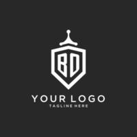 bo monogram logo eerste met schild bewaker vorm ontwerp vector