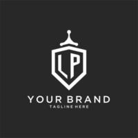 lp monogram logo eerste met schild bewaker vorm ontwerp vector