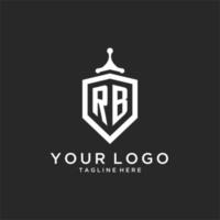 rb monogram logo eerste met schild bewaker vorm ontwerp vector