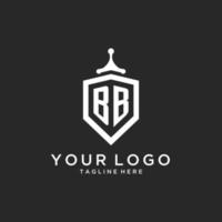 bb monogram logo eerste met schild bewaker vorm ontwerp vector