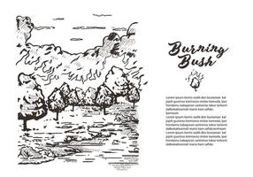 Lithografie Burning Bush Boekverhaal Vectorillustratie vector