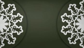 donker groen banier met abstract wit ornament voor logo ontwerp vector