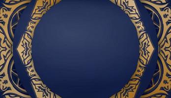 baner van donkerblauwe kleur met mandala gouden ornament voor ontwerp onder uw logo of tekst vector