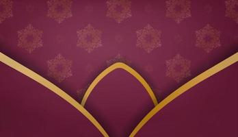 baner van bordeaux kleur met abstract goud patroon voor ontwerp onder uw logo of tekst vector