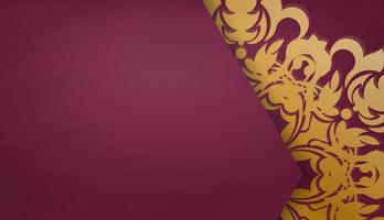 baner van bordeaux kleur met Indisch goud ornament voor ontwerp onder logo of tekst vector