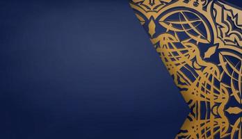 donkerblauwe banner met luxe goudpatroon voor ontwerp onder uw logo of tekst vector
