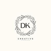 dk schoonheid vector eerste logo kunst, handschrift logo van eerste handtekening, bruiloft, mode, juwelen, boetiek, bloemen en botanisch met creatief sjabloon voor ieder bedrijf of bedrijf.