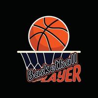 basketbal speler vector t-shirt ontwerp. basketbal t-shirt ontwerp. kan worden gebruikt voor afdrukken mokken, sticker ontwerpen, groet kaarten, affiches, Tassen, en t-shirts.