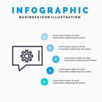 babbelen voorkeuren babbelen instelling babbelen ondersteuning lijn icoon met 5 stappen presentatie infographics achtergrond vector