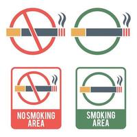 tekens voor roken en niet roken gebieden vector