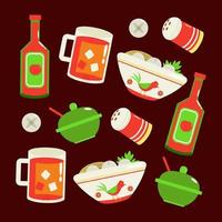 Indonesisch voedsel, gehaktbal en zoet thee patroon vector