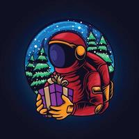 astronaut Holding geschenk doos illustratie vector