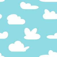 naadloos achtergrond met blauw lucht en wit tekenfilm wolken. vector illustratie.