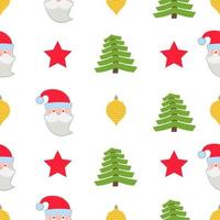 Kerstmis naadloos patroon met Kerstmis bal, de kerstman claus en Kerstmis boom Aan wit achtergrond. vector illustratie