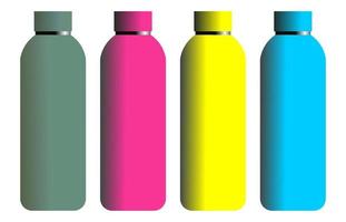 kunstmatig groente, geel, roze en blauw fles mockup pet geïsoleerd Aan wit achtergrond. vector illustratie