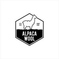 alpaca wol logo gemakkelijk insigne embleem vector