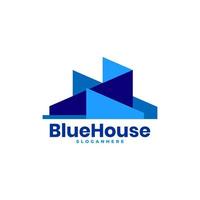 blauw huis facade architect logo ontwerp vector sjabloon.