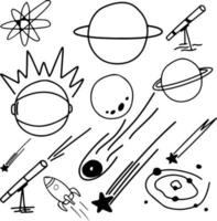 kosmos technologie heelal symbool doodles astronomie vector schets artwork