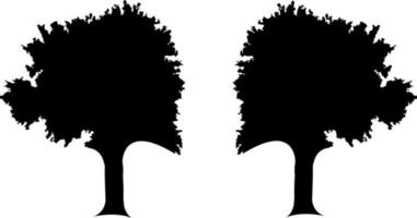 zwart bomen reeks geïsoleerd Aan wit achtergrond. boom silhouetten. ontwerp van bomen voor affiches, banners en promotionele artikelen. vector illustratie