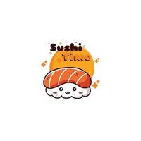 schattig tekenfilm illustratie van Aziatisch sushi voedsel vector