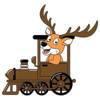 schattig dier tekenfilm rijden trein vector