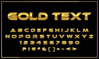 3d goud alfabet brieven, nummers. 3d lettertype. abc een naar z gouden alfabetten brieven gouden fonts vector