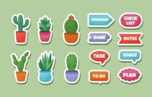 cactus logboek sjabloon sticker reeks vector