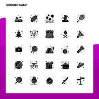 25 zomer kamp icoon reeks solide glyph icoon vector illustratie sjabloon voor web en mobiel ideeën voor bedrijf bedrijf