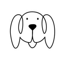 vector een lijn hond logo. minimalistische schattig huisdier in abstract hand- getrokken stijl. zwart achtergrond grafisch illustratie. Super goed ontwerp voor ieder doeleinden