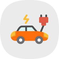 elektrische auto platte pictogram vector