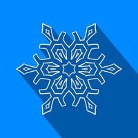 vlak icoon van filigraan Kerstmis sneeuwvlok met lang schaduw vector