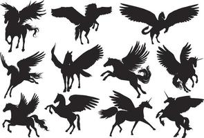 Pegasus eenhoorn dier klem kunst silhouet vector