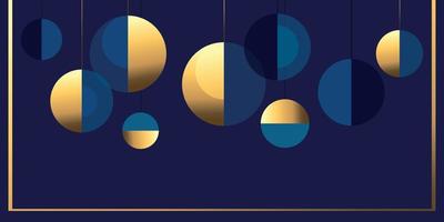 feestelijk blauw en goud kader met klokken voor groet en uitnodiging kaart. feestelijk abstract ballen. vakantie thema. vector kunst