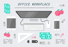 Gratis Flat Office Workplace Vector Illustratie